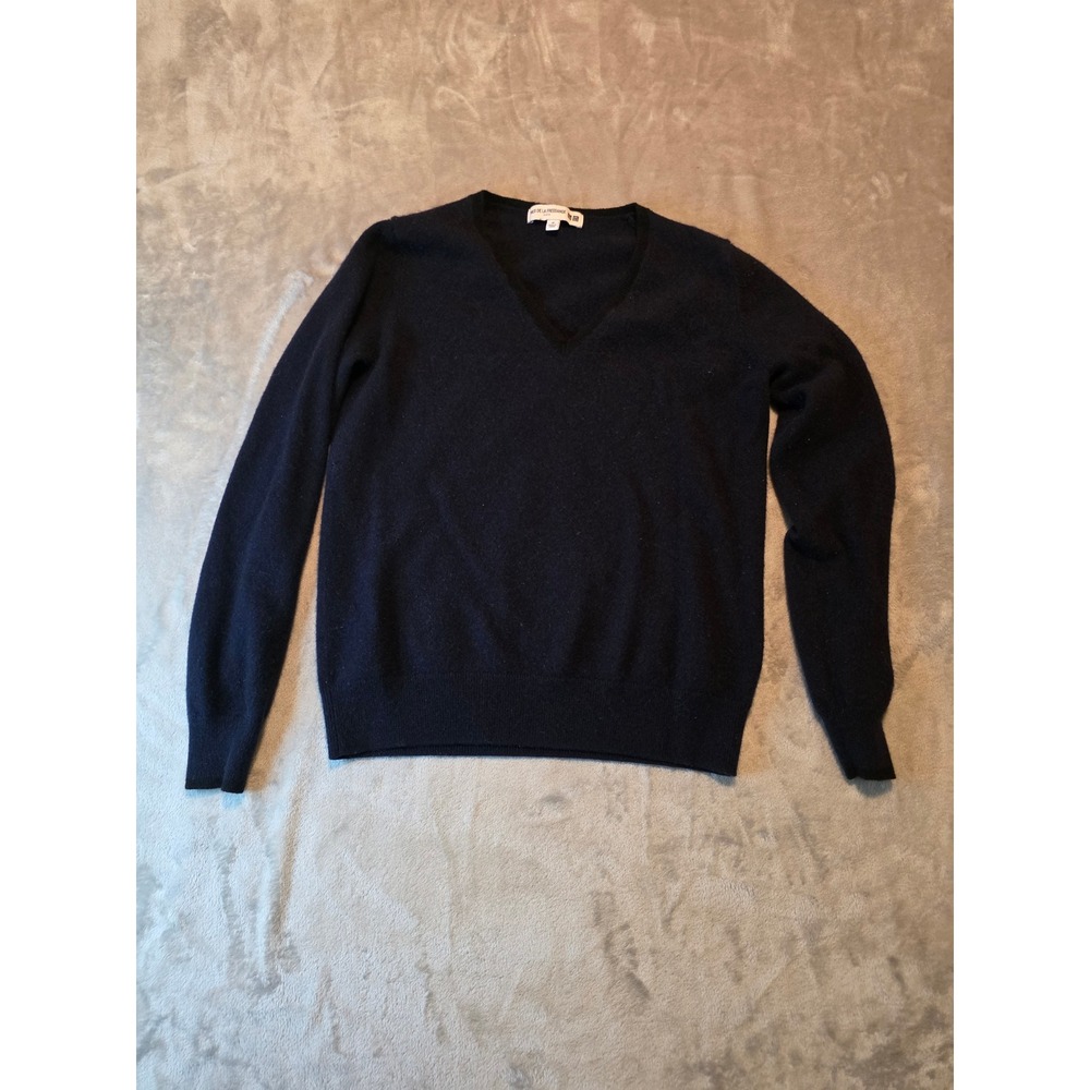 Uniqlo Sweater Women Medium Navy Blue Ines De La Fressange Cashmere V-Neck